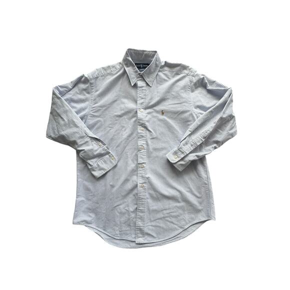 Ralph Lauren‎ Polo Yarmouth Button Down Dress Shirt Blue Stripe 16/33 Large - Picture 1 of 6